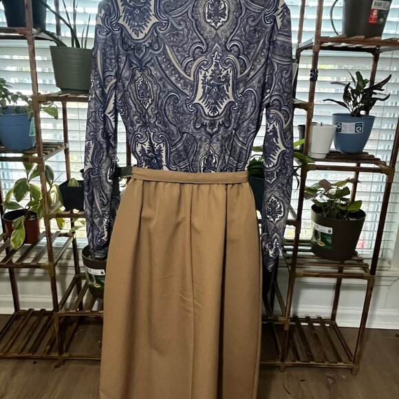 Vintage Paul Alfred Blue Tan Paisley Two Piece Suit Set Size 12 - Picture 3 of 13